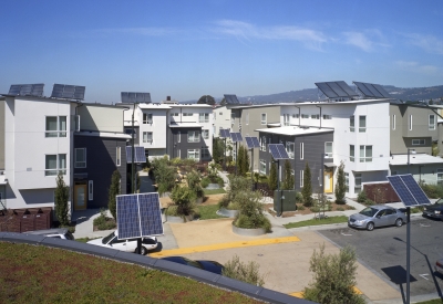 View from the green roof at Tassafaronga Village in East Oakland, CA. 