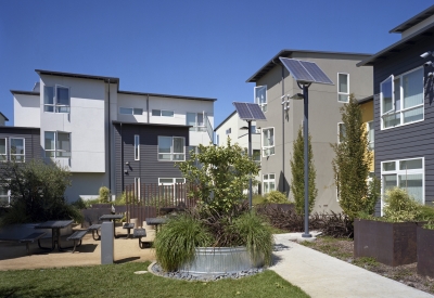 Exterior view of Tassafaronga Village in East Oakland, CA. 