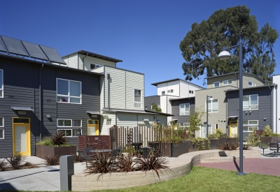 Exterior view of Tassafaronga Village in East Oakland, CA. 