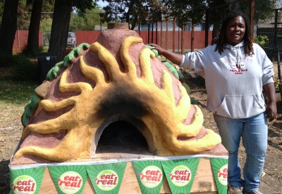 Wood fired pizza oven at Tassafaronga Village in East Oakland, CA. 