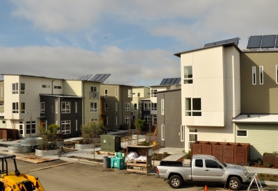 Village Green under construction at Tassafaronga Village in East Oakland, CA.