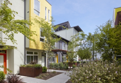 Ground level residences at Tassafaronga Village in East Oakland, CA. 