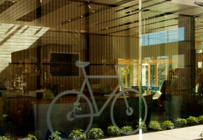 Glass bike symbol at h2hotel in Healdsburg, Ca.