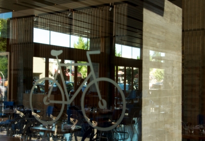 Glass bike symbol at h2hotel in Healdsburg, Ca.