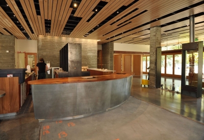 Construction of reception bar at h2hotel in Healdsburg, Ca.