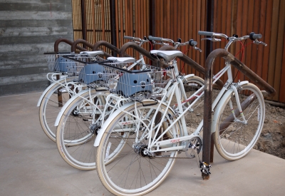 Public bike parking at h2hotel in Healdsburg, Ca.