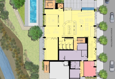 Level one site plan for h2hotel in Healdsburg, Ca.