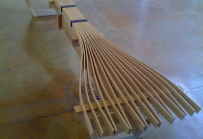 Construction of lobby bench for h2hotel in Healdsburg, Ca.