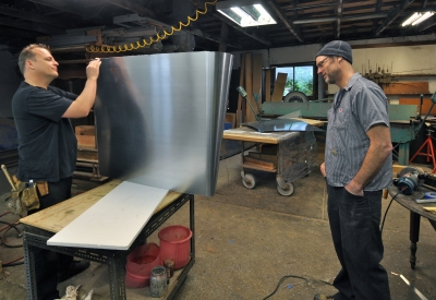 Construction of bar for h2hotel in Healdsburg, Ca.