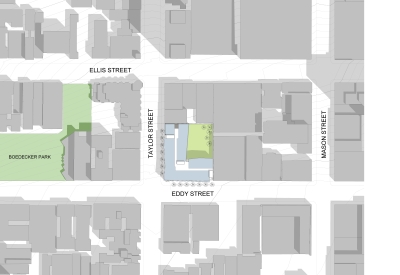 Context plan for 222 Taylor Street, affordable housing in San Francisco.
