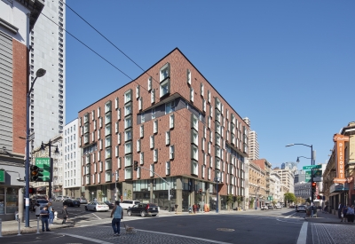 Street View of 222 Taylor Street, affordable housing in San Francisco.