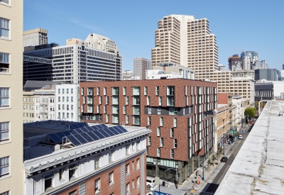 View of 222 Taylor Street, affordable housing in San Francisco.