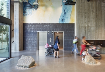 Elevator Lobby in 222 Taylor Street, affordable housing in San Francisco