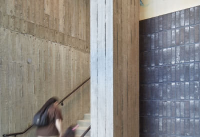 Lobby inside 222 Taylor Street, affordable housing in San Francisco.