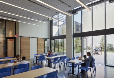 Community room inside 222 Taylor Street, affordable housing in San Francisco