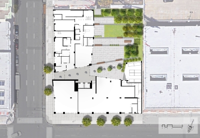 Ground level site plan of 222 Taylor Street, affordable housing in San Francisco