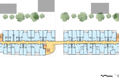 Upper level site plan for La Valentina Station in Sacramento, Ca.