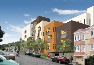 Exterior rendering of Bayview Hill Gardens in San Francisco, Ca.