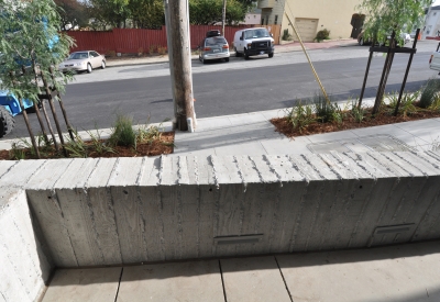 Boardform concrete at Bayview Hill Gardens in San Francisco, Ca.