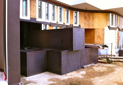 Construction of the planters for Bayview Hill Gardens in San Francisco, Ca.