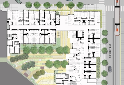 Second level site plan for Bayview Hill Gardens in San Francisco, Ca.