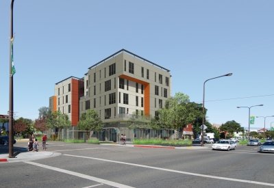 Exterior rendering of Parker Place in Berkeley, California.