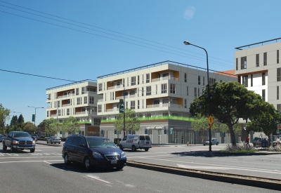 Exterior rendering of Parker Place in Berkeley, California.