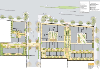 Landscape site plan of Parker Place in Berkeley, California.