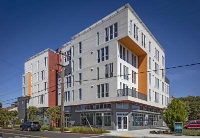 Exterior street view of Parker Place in Berkeley, California.