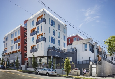 Exterior street view of Parker Place in Berkeley, California.