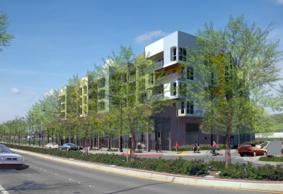 Exterior sketch of Station Center Family Housing in Union City, Ca