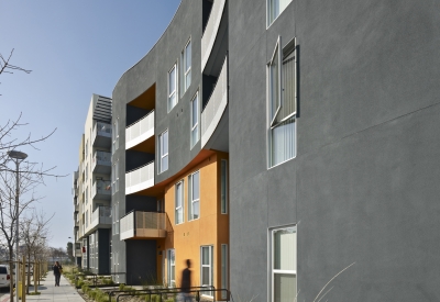 Pedestrian walkway at Station Center Family Housing in Union City, Ca.