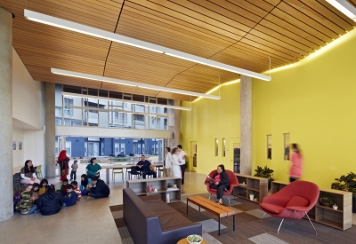 Community lounge inside Station Center Family Housing in Union City, Ca.