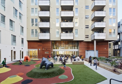 Courtyard and playground at Station Center Family Housing in Union City, Ca.