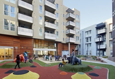 Courtyard and playground at Station Center Family Housing in Union City, Ca.