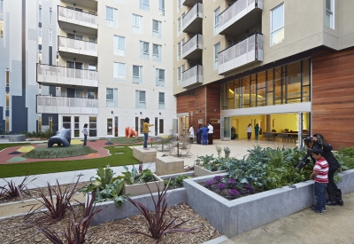 Courtyard and playground at Station Center Family Housing in Union City, Ca.