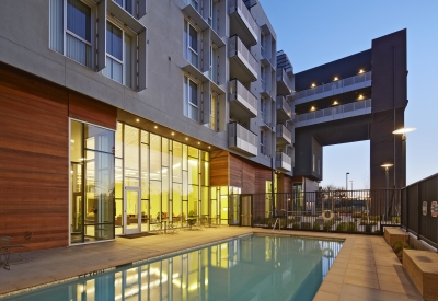 Pool area at Station Center Family Housing in Union City, Ca.