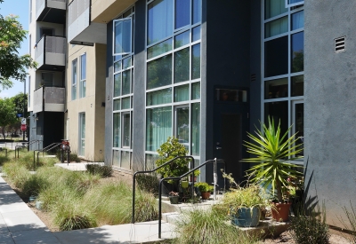 Residential stoops at Station Center Family Housing in Union City, Ca.