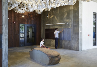 Entrance lobby inside Rivermark in Sacramento, Ca.