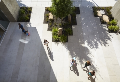 Public plaza inside Rivermark in Sacramento, Ca.