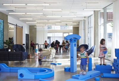 Community room inside Rivermark in Sacramento, Ca.