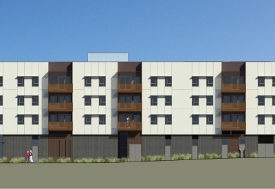 Rendered south elevation of Rivermark in Sacramento, Ca.