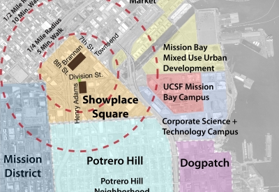 Neighborhoods aerial context for 855 Brannan in San Francisco.