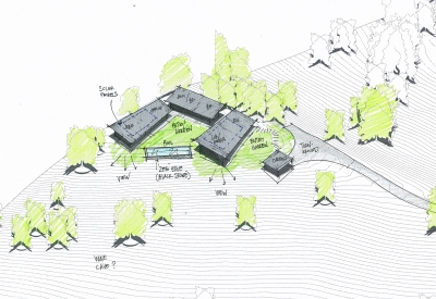 Aerial sketch of Healdsburg Rural House in Healdsburg, California.