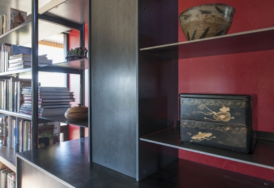 Shelving detail inside Healdsburg Rural House in Healdsburg, California.