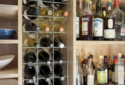 Wine rack inside of the pantry at Healdsburg Rural House in Healdsburg, California.