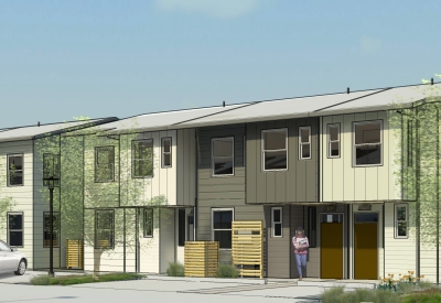 Rendering of Kinsell Commons for Tassafaronga Village in East Oakland, CA.