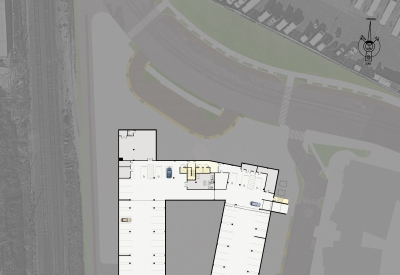 Diagram of the basement floor plan of Dr. George Davis Senior Building in San Francisco.