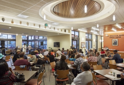 Residents watching a performance in Dr. George W. Davis Senior in San Francisco.