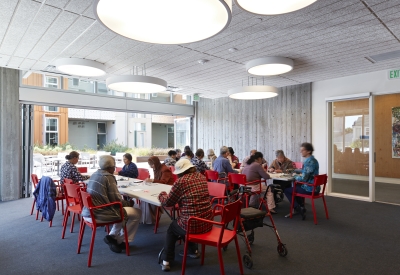 Community room inside Lakeside Senior Housing in Oakland, Ca